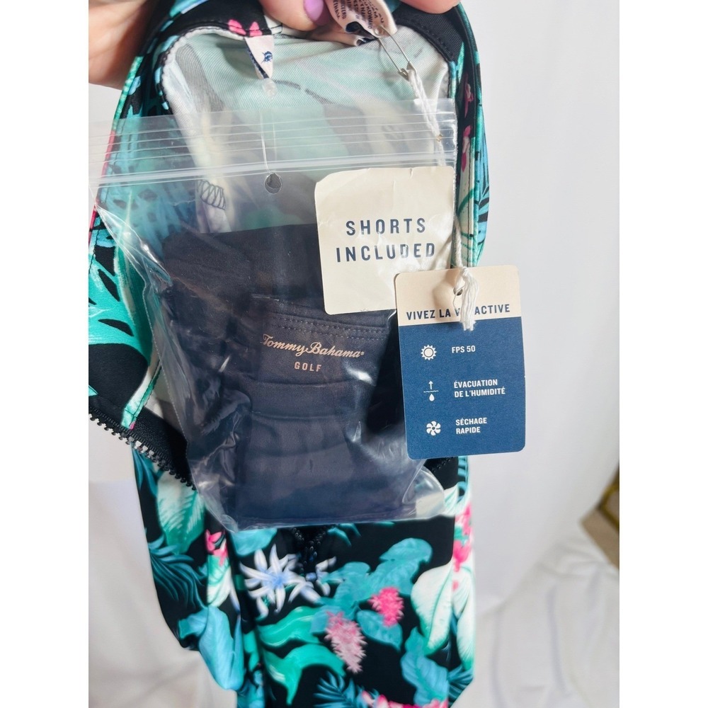 Tommy Bahama | Golf Dress & Shorts Tropical Floral Quarter Zip Black | Size L - Picture 5 of 9